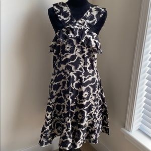 NWT Banana Republic flare black cream dress 12